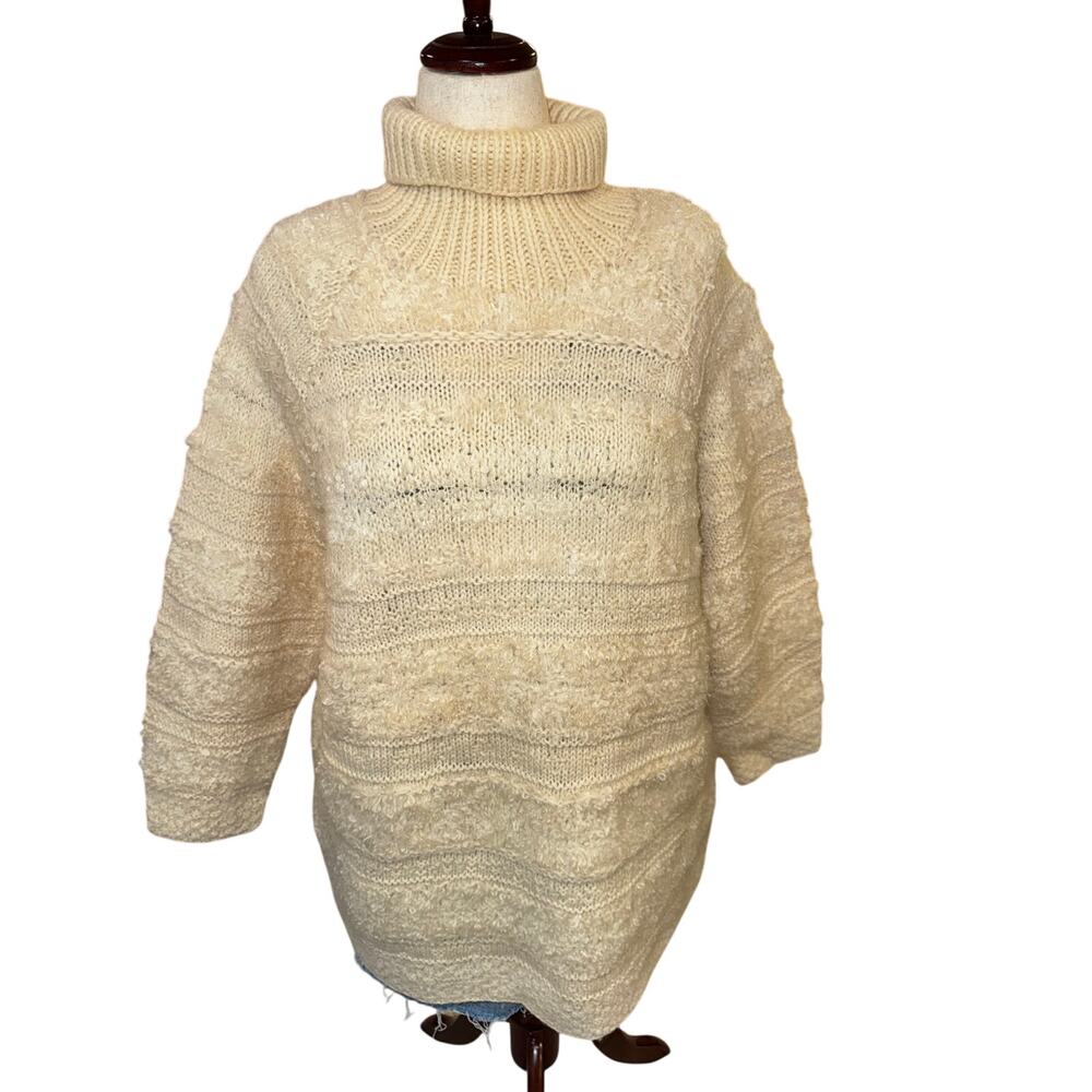 Vintage Jones New York Sport Hand‎ Knit Wool Mohair Turtleneck Sweater L